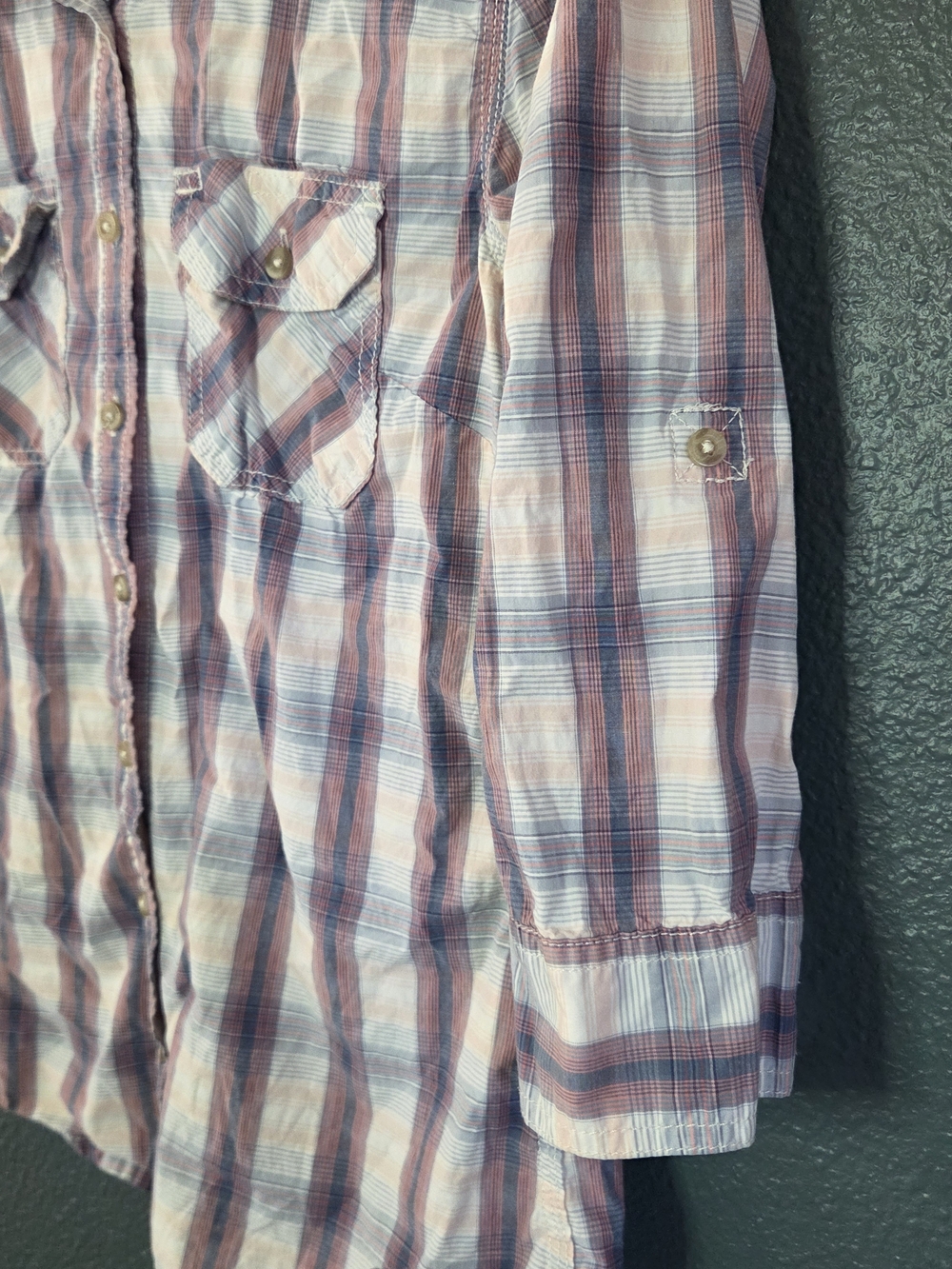 Carhartt Girls Plaid Button-Down Shirt in Pink and Blue Size S - Picture 5 of 16
